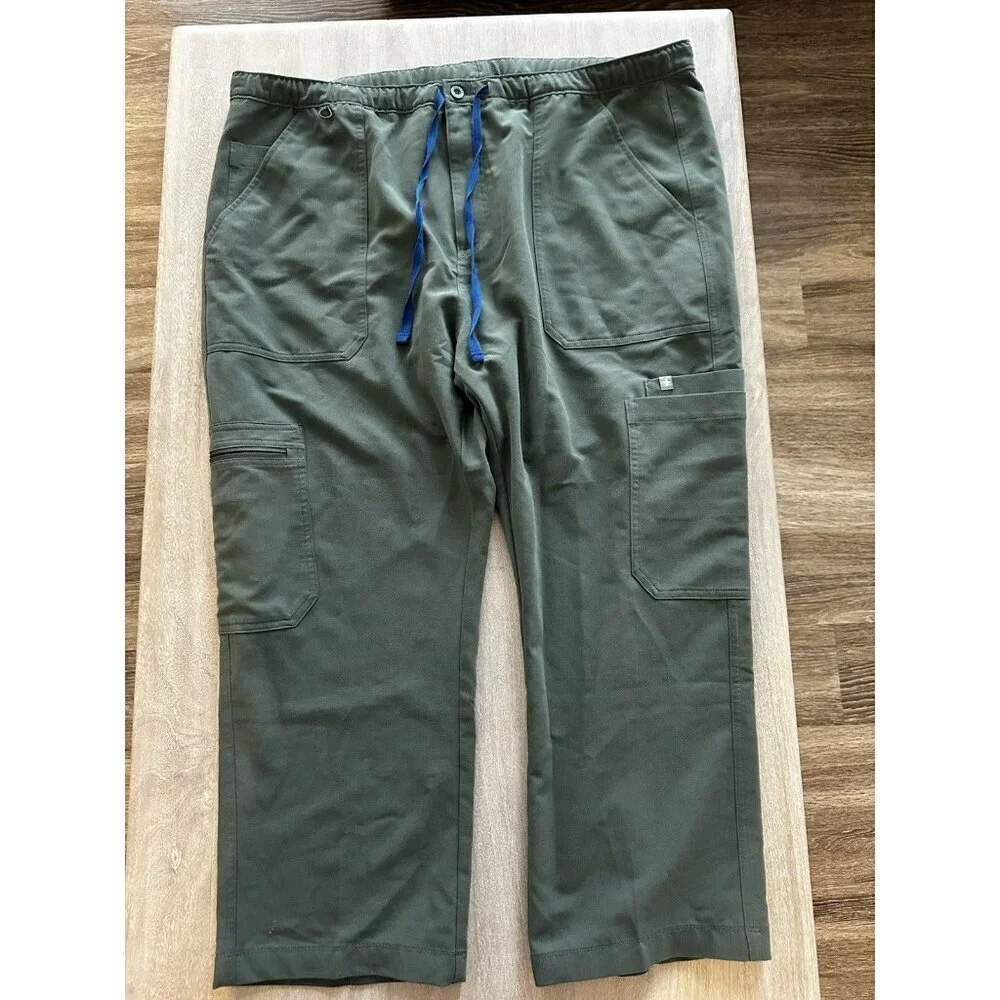 Figs Mens Cairo Cargo Scrub Pants in Green Size XXL Short
